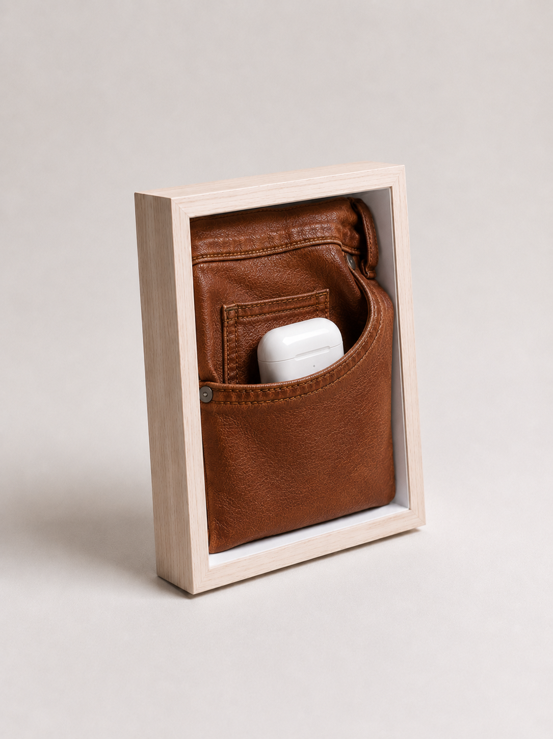 Brown Leather Side Pocket Frame