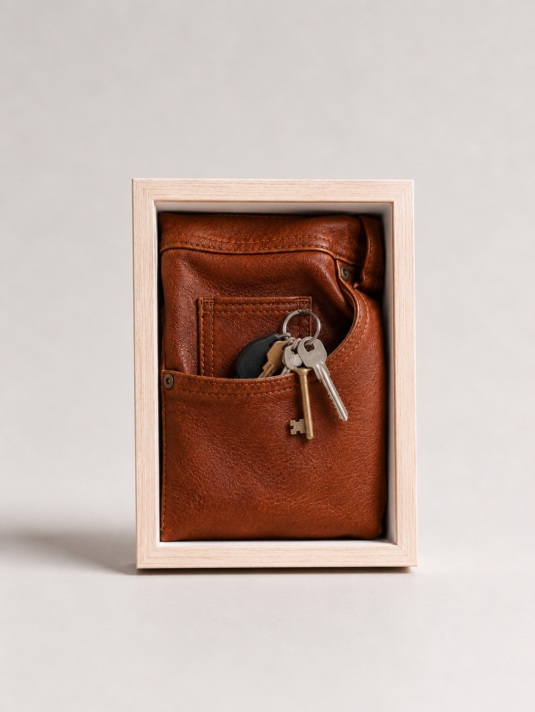 Brown Leather Side Pocket Frame