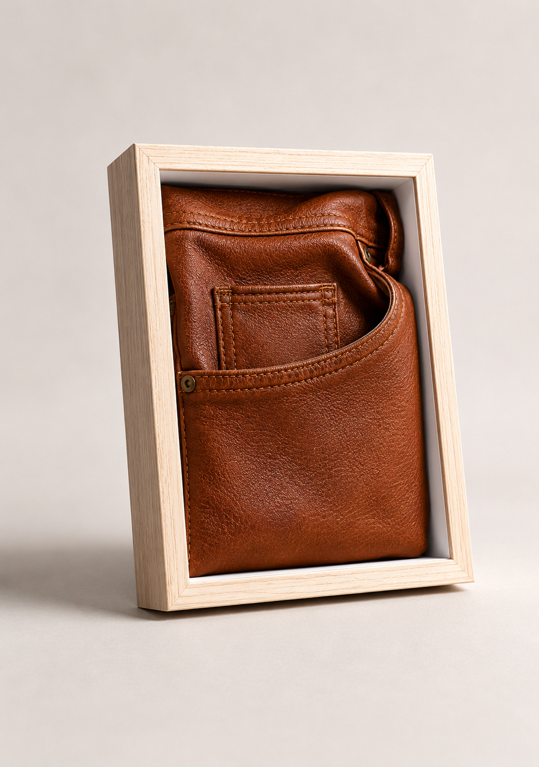 Brown Leather Side Pocket Frame
